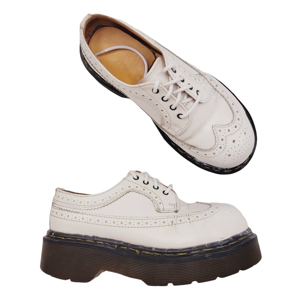 Vintage 90's Dr. Martens Steel Toe Brogue Wingtip Envy Sole Platform White